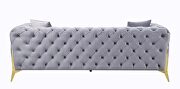 Gray velvet upholstery button-tufted chesterfield design sofa by Acme additional picture 5