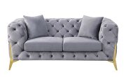 Gray velvet upholstery button-tufted chesterfield design sofa by Acme additional picture 7