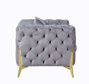 Gray velvet upholstery button-tufted chesterfield design chair by Acme additional picture 2