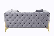 Gray velvet upholstery button-tufted chesterfield design loveseat by Acme additional picture 4