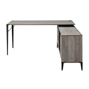 Gray oak & black finish l-shape writing desk by Acme additional picture 2