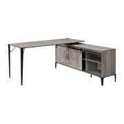 Gray oak & black finish l-shape writing desk by Acme additional picture 3