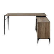 Rustic oak & black finish l-shape writing desk by Acme additional picture 2