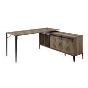 Rustic oak & black finish l-shape writing desk by Acme additional picture 3