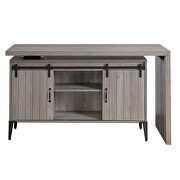 Gray oak & black finish writing desk with swivel function by Acme additional picture 2