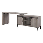 Gray oak & black finish writing desk with swivel function by Acme additional picture 3