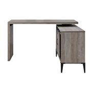 Gray oak & black finish writing desk with swivel function by Acme additional picture 4