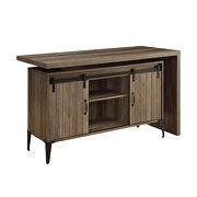 Rustic oak & black finish writing desk with swivel function by Acme additional picture 2