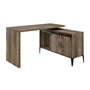 Rustic oak & black finish writing desk with swivel function by Acme additional picture 4