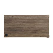 Rustic oak wooden frame and black metal accent writing desk w/ usb port by Acme additional picture 4