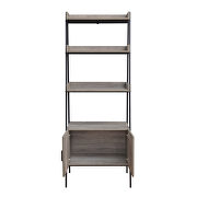 Gray oak & black finish rectangular leaning-ladder bookshelf by Acme additional picture 2