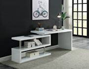 High gloss white finish writing desk with swivel function by Acme additional picture 3