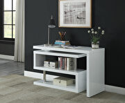 White high gloss finish writing desk with swivel function by Acme additional picture 3