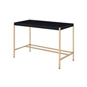 Black top & gold finish base writing desk w/ usb port by Acme additional picture 3