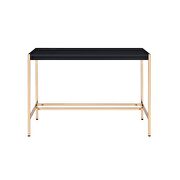 Black top & gold finish base writing desk w/ usb port by Acme additional picture 4