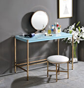 Baby blue top & gold finish base writing desk w/ usb port by Acme additional picture 2
