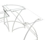 Tempered glass rectangular top & white finish base corner computer desk by Acme additional picture 3