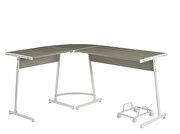 Gray top & white finish base l- shape computer desk by Acme additional picture 4