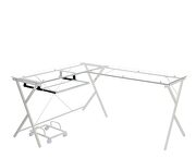 Clear glass top & white finish base rectangular corner computer desk by Acme additional picture 4