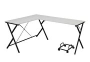 White top and black finish base rectangular corner computer desk by Acme additional picture 2