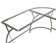 Clear glass top & silver finish metal base corner computer desk by Acme additional picture 4