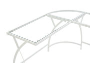 Clear glass top & white finish metal base corner computer desk by Acme additional picture 2