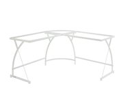 Clear glass top & white finish metal base corner computer desk by Acme additional picture 3