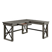 Weathered gray finish left top l-shape writing desk w/ lift top by Acme additional picture 2