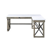 Marble top & rustic oak finish left top l-shape writing desk w/ lift top by Acme additional picture 2