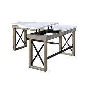 Marble top & rustic oak finish left top l-shape writing desk w/ lift top by Acme additional picture 6