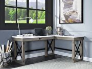 Marble top & rustic oak finish left top l-shape writing desk w/ lift top by Acme additional picture 7