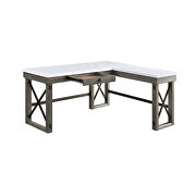 Marble top & weathered gray finish left top l-shape writing desk w/ lift top by Acme additional picture 2