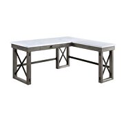 Marble top & weathered gray finish left top l-shape writing desk w/ lift top by Acme additional picture 3
