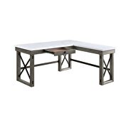 Marble top & weathered gray finish left top l-shape writing desk w/ lift top by Acme additional picture 5