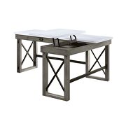 Marble top & weathered gray finish left top l-shape writing desk w/ lift top by Acme additional picture 6