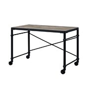 Rustic oak & black finish rectangular wooden top writing desk by Acme additional picture 2