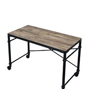 Rustic oak & black finish rectangular wooden top writing desk by Acme additional picture 4