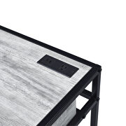 Weathered gray top & black finish metal base writing desk w/ usb port by Acme additional picture 2