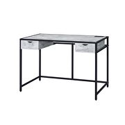 Weathered gray top & black finish metal base writing desk w/ usb port by Acme additional picture 3