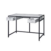 Weathered gray top & black finish metal base writing desk w/ usb port by Acme additional picture 5