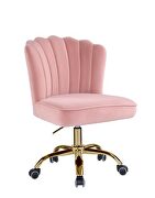 Rose quartz velvet upholstery & gold finish base office chair by Acme additional picture 2