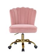 Rose quartz velvet upholstery & gold finish base office chair by Acme additional picture 3