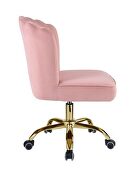 Rose quartz velvet upholstery & gold finish base office chair by Acme additional picture 4
