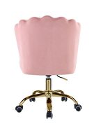 Rose quartz velvet upholstery & gold finish base office chair by Acme additional picture 5