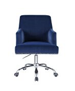 Blue velvet upholstery & chrome finish metal base office chair by Acme additional picture 3