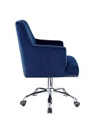 Blue velvet upholstery & chrome finish metal base office chair by Acme additional picture 4