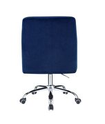 Blue velvet upholstery & chrome finish metal base office chair by Acme additional picture 5
