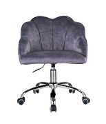 Dark gray velvet upholstery & chrome finish base barrel office chair by Acme additional picture 3