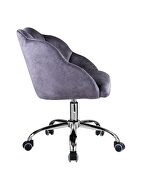 Dark gray velvet upholstery & chrome finish base barrel office chair by Acme additional picture 4