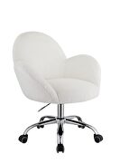 White lapin upholstery & chrome finish base barrel office chair by Acme additional picture 2